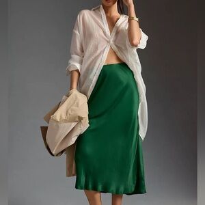 Anthropologie Tilda Satin Slip Maxi Skirt